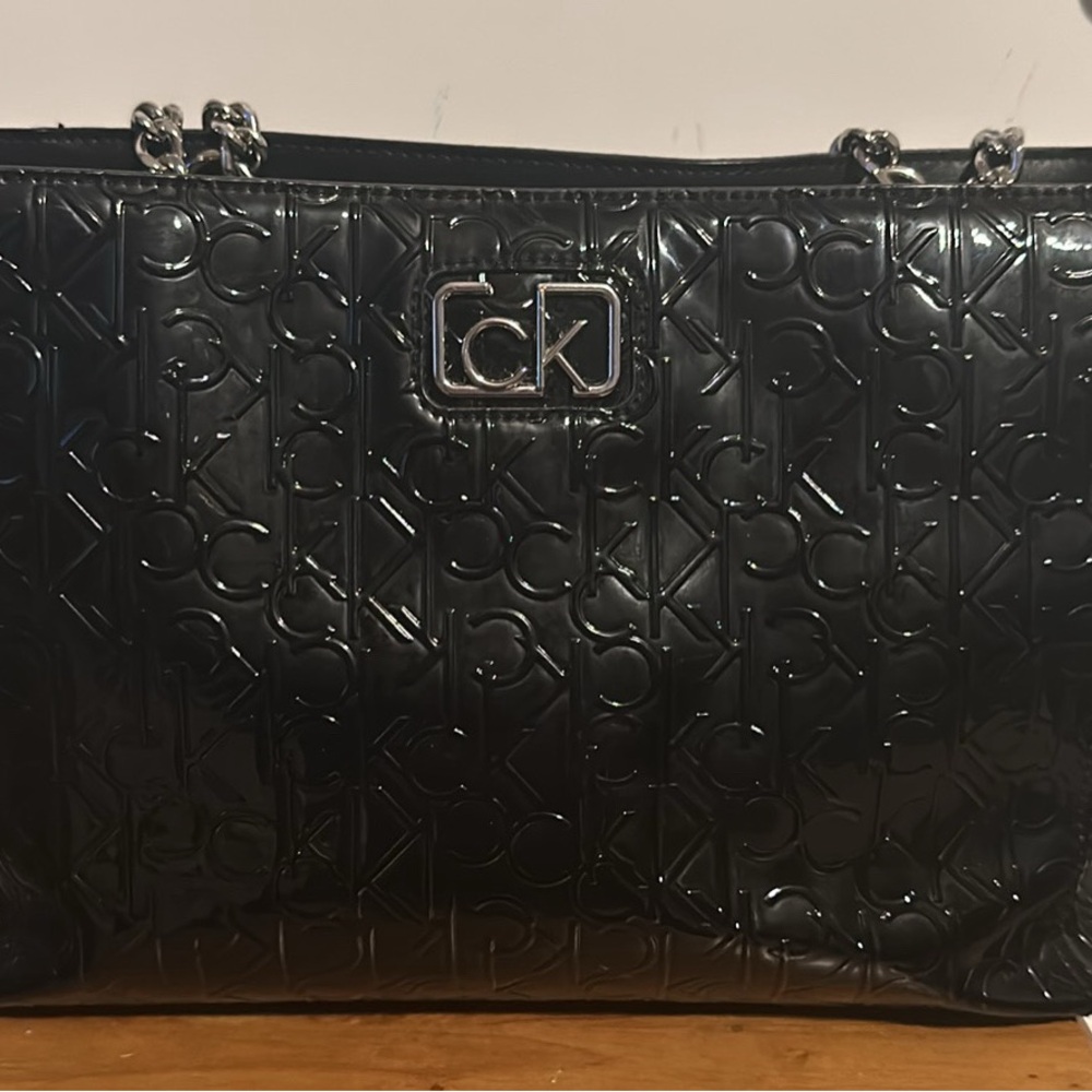 CK Calvin Klein Patent Leather Black Purse